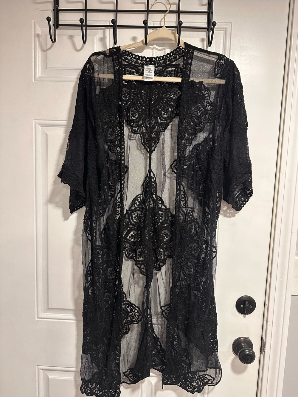 Black Sheer Lace Swim Robe - Elegant Women’s Cover-Up